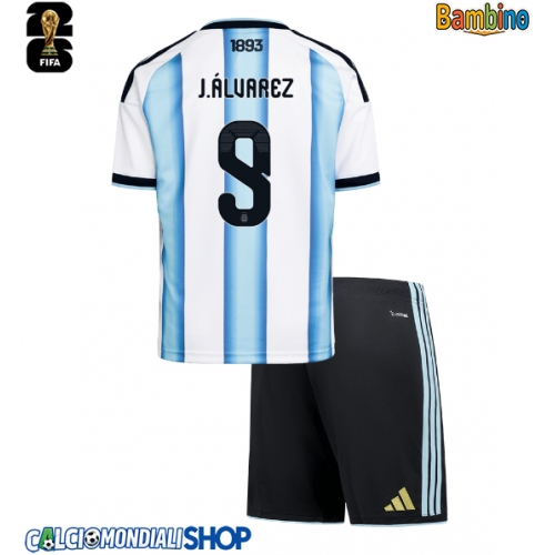 Maglie da calcio Argentina Julian Alvarez #9 Prima Maglia Bambino Mondiali 2026  Manica Corta + Pantaloni corti)